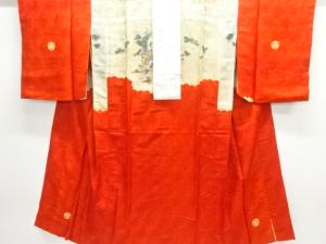 アンティーク　綸子 蝶に菊模様長襦袢